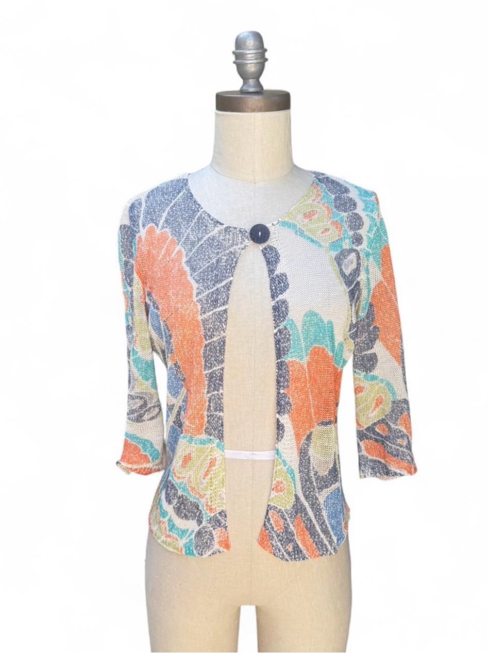 Chico’s Sheer Lightweight Multicolor Abstract Women's 3/4 sleeve Cardigan